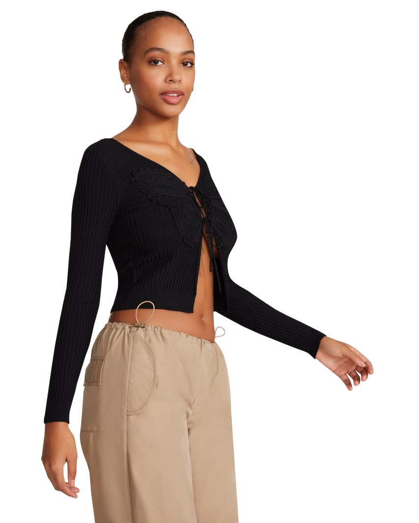 Black Steve Madden Emilia Women's Cardigan | PH 9364PLH